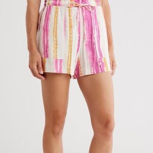 Nicole Miller Pink and Orange Tie-Dye Shorts
